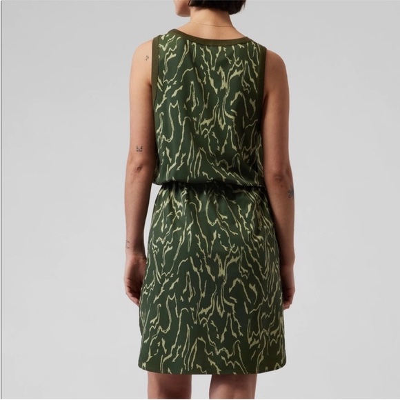 Athleta Rincon Green Printed Dress M Tall - Picture 3 of 6